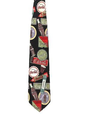 Vintage 90s Coca-Cola Black Novelty Print Polyester Tie Men’s 4” x 60”